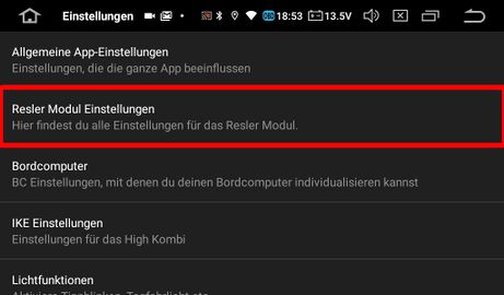 Resler Module Settings – I-BUS App Wiki